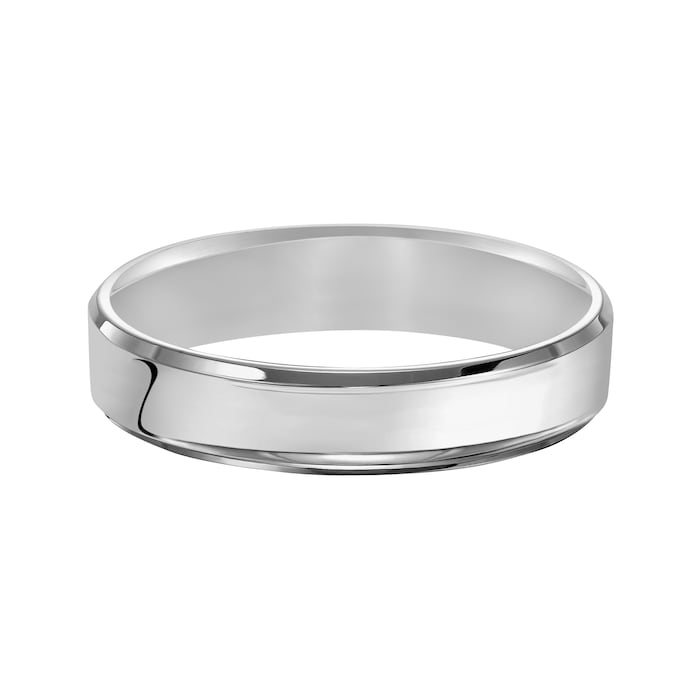 Mayors Platinum 5mm Flat Beveled Edge Court Wedding Band - Ring Size 11