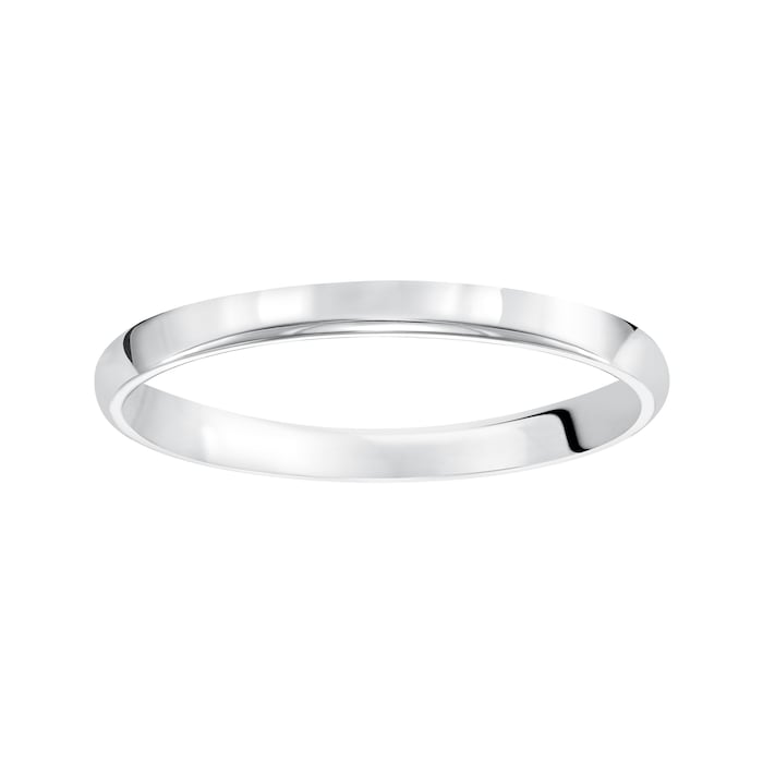 Mayors Platinum 2mm Low Dome D Shape Wedding Band - Ring Size 7.5