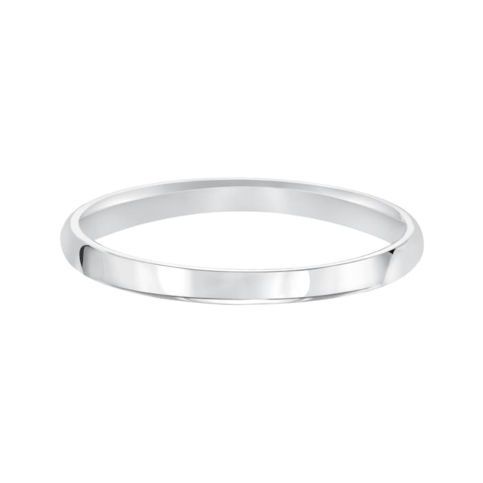 Mayors Platinum 2mm Low Dome D Shape Wedding Band - Ring Size 7.5