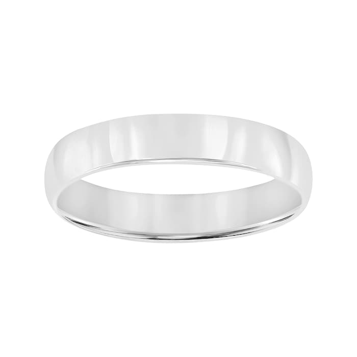 Mayors Platinum 4mm Low Dome D Shape Wedding Band - Ring Size 10