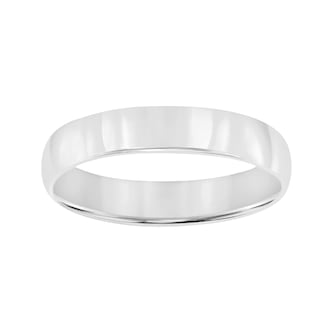 Mayors Platinum 4mm Low Dome D Shape Wedding Band