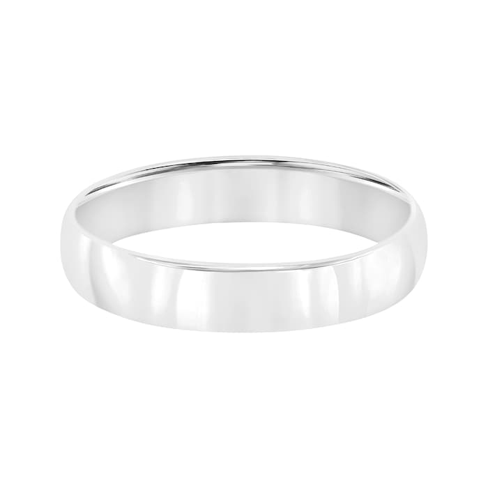 Mayors Platinum 4mm Low Dome D Shape Wedding Band - Ring Size 10