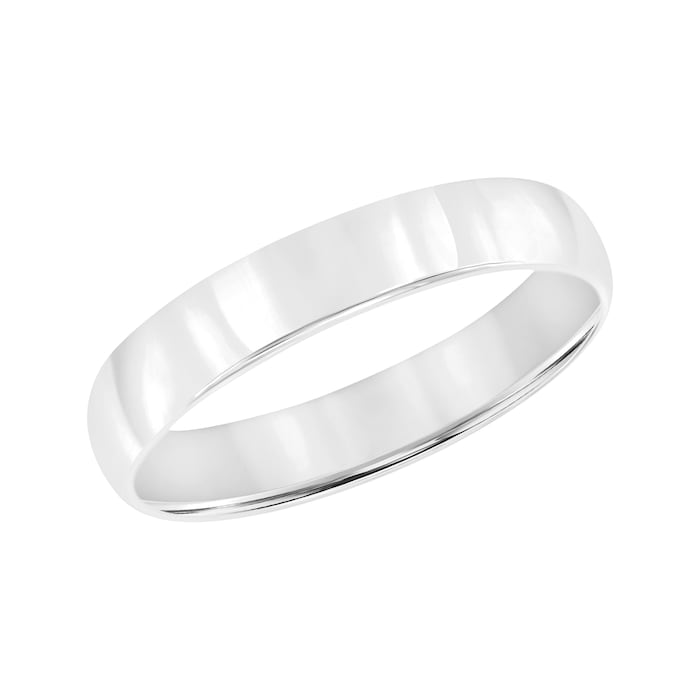 Mayors Platinum 4mm Low Dome D Shape Wedding Band - Ring Size 10