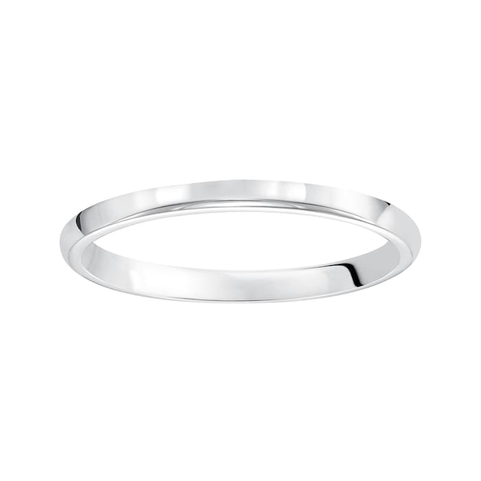 Mayors Platinum 2mm High Dome D Shape Wedding Band - Ring Size 5