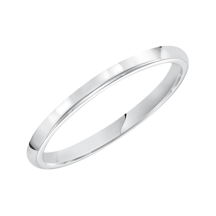 Mayors Platinum 2mm High Dome D Shape Wedding Band - Ring Size 5