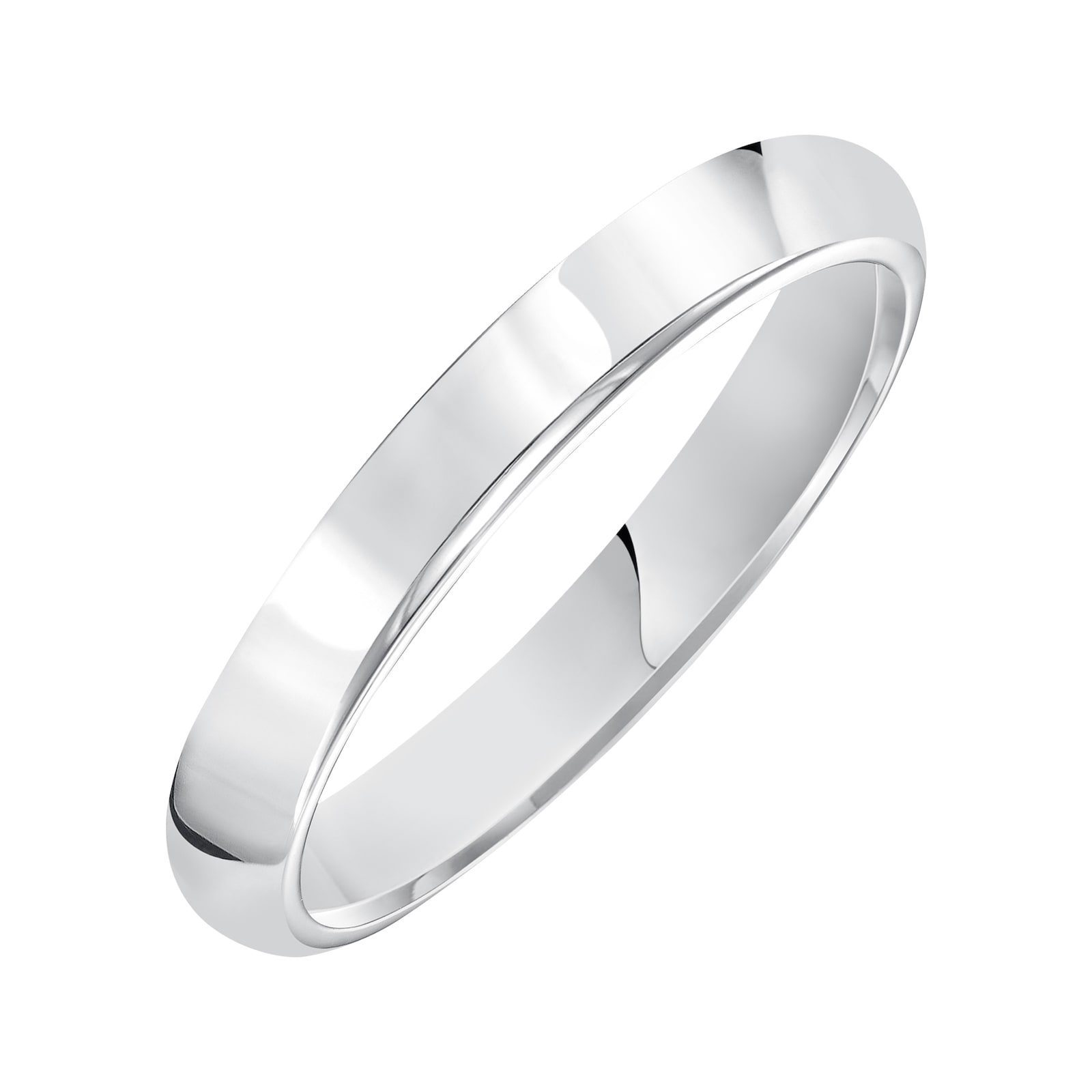 Mayors Platinum 3mm High Dome D Shape Wedding Band - Ring Size 4.5