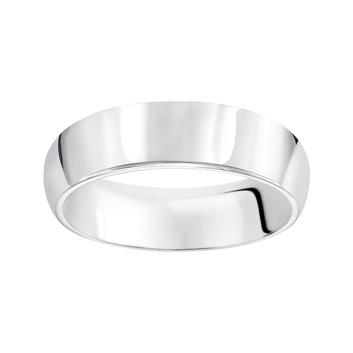 Mayors Platinum 6mm High Dome D Shape Wedding Band - Ring Size 11.5