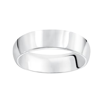 Mayors Platinum 6mm High Dome D Shape Wedding Band