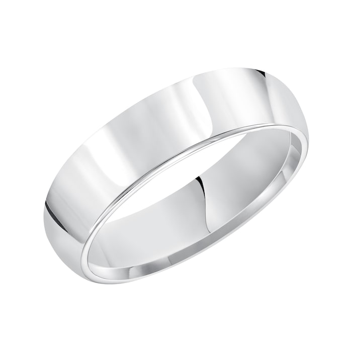 Mayors Platinum 6mm High Dome D Shape Wedding Band - Ring Size 11.5