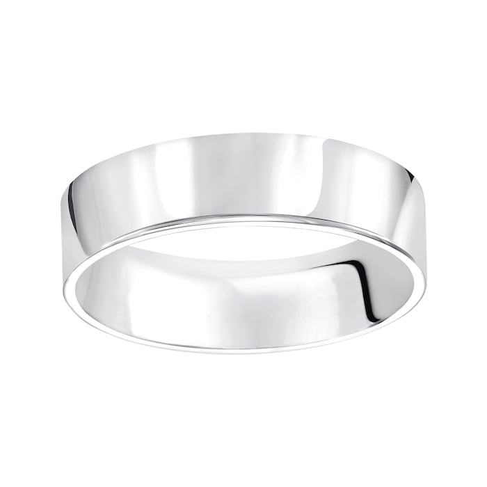 Mayors Platinum 6mm Flat Court Wedding Band - Ring Size 11.5