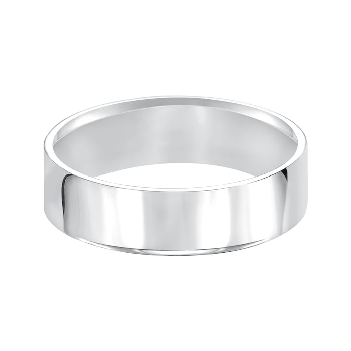 Mayors Platinum 6mm Flat Court Wedding Band - Ring Size 11.5