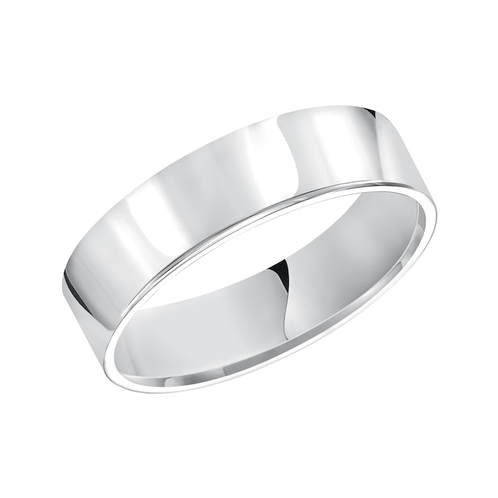 Mayors Platinum 6mm Flat Court Wedding Band - Ring Size 11.5
