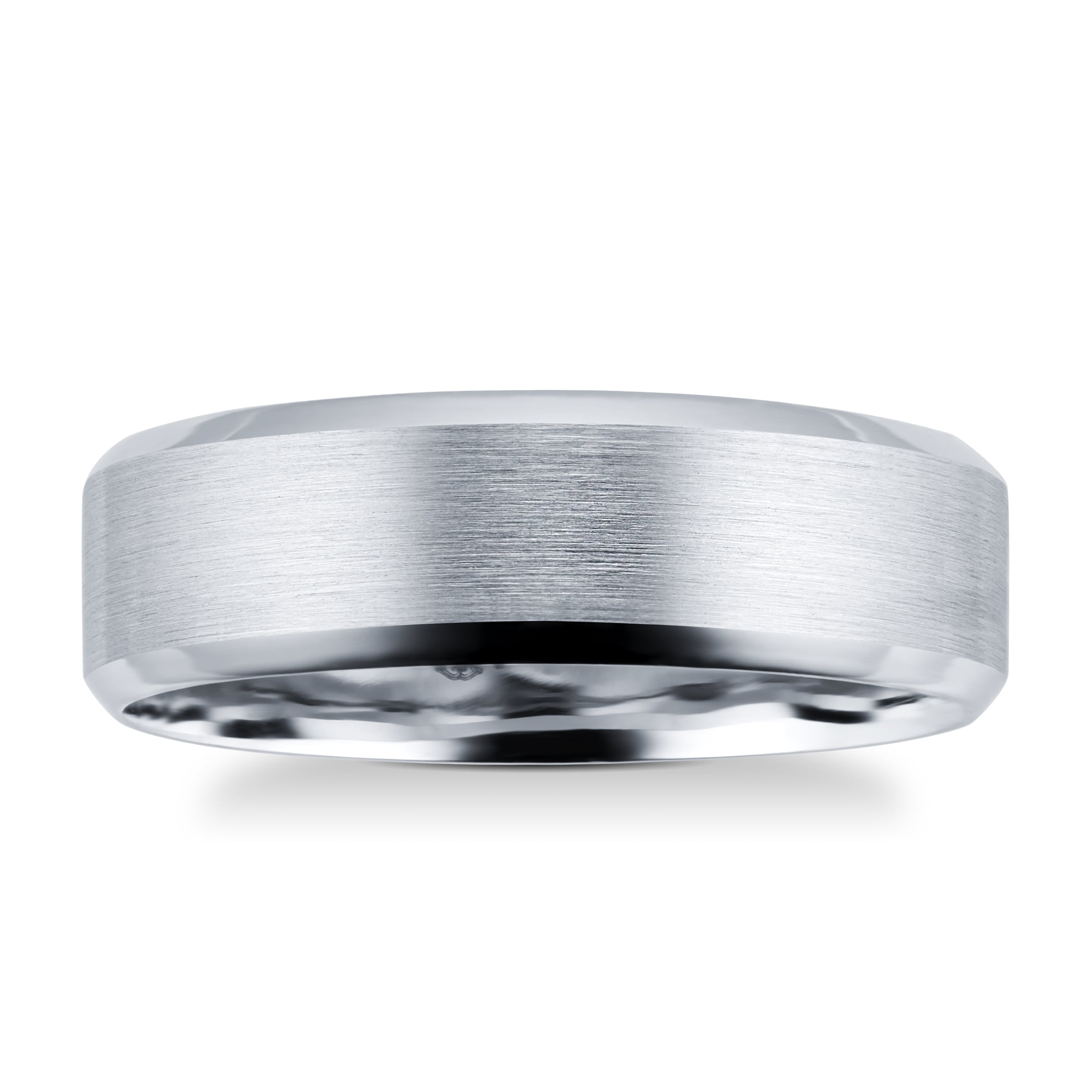 Platinum 6mm Mens Edged Fancy Wedding Ring - Ring Size Q