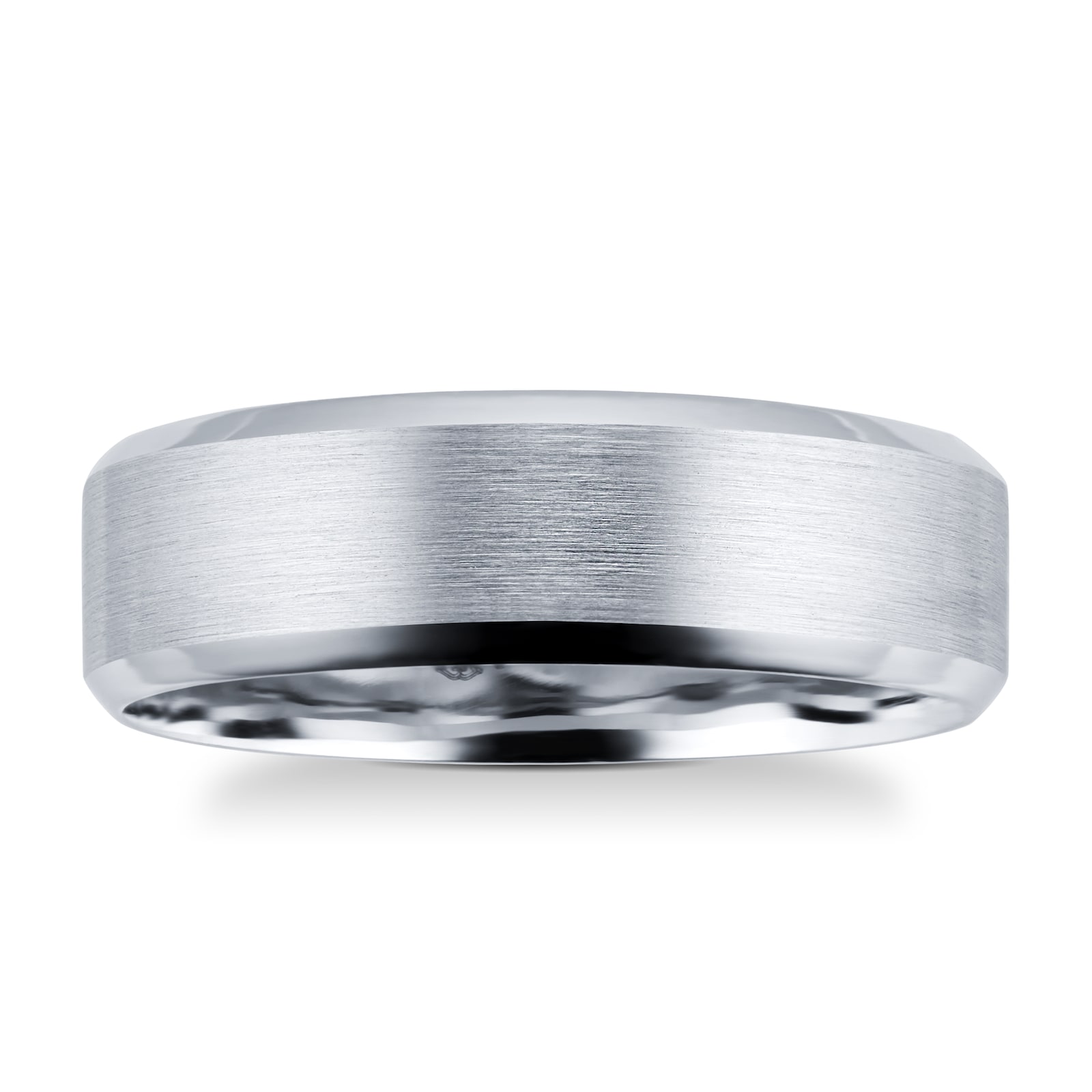 Goldsmiths Platinum 6mm Mens Edged Fancy Wedding Ring - Ring Size Q