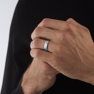 Goldsmiths Platinum 6mm Mens Edged Fancy Wedding Ring
