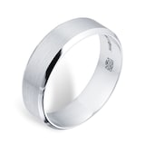 Goldsmiths Platinum 6mm Mens Edged Fancy Wedding Ring