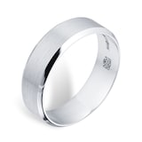 Goldsmiths Platinum Mens Edged Fancy Wedding Ring - Ring Size X