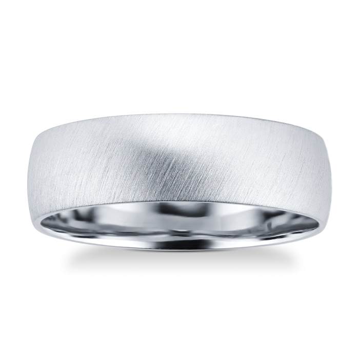 Goldsmiths Platinum Mens Matte Fancy Wedding Ring