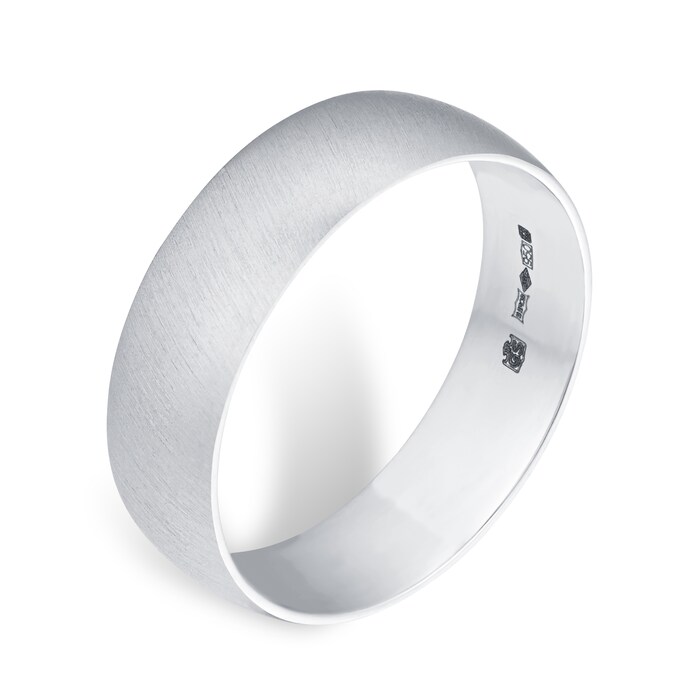 Goldsmiths Platinum Mens Matte Fancy Wedding Ring