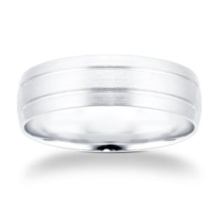 Goldsmiths Platinum Mens 2 Groove Fancy Wedding Ring