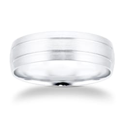 08560004 - Platinum Mens 2 Groove Fancy Wedding Ring