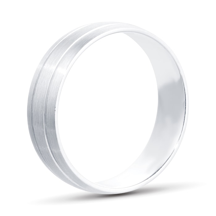 Goldsmiths Platinum Mens 2 Groove Fancy Wedding Ring