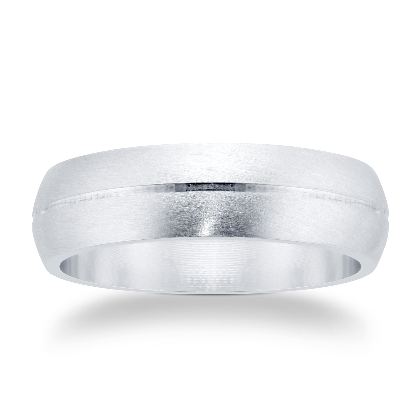 Platinum 5mm D Shape Fancy Wedding Band - Ring Size T