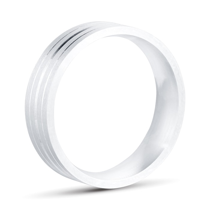 Goldsmiths Platinum 6mm Flat Fancy Wedding Band