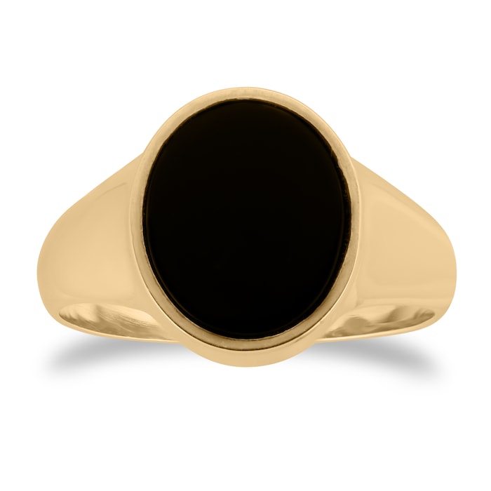 Goldsmiths 9ct Yellow Gold Black Onyx Signet Ring