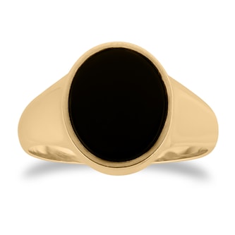 Goldsmiths 9ct Yellow Gold Black Onyx Signet Ring Goldsmiths 9ct Yellow Gold Black Onyx Signet Ring