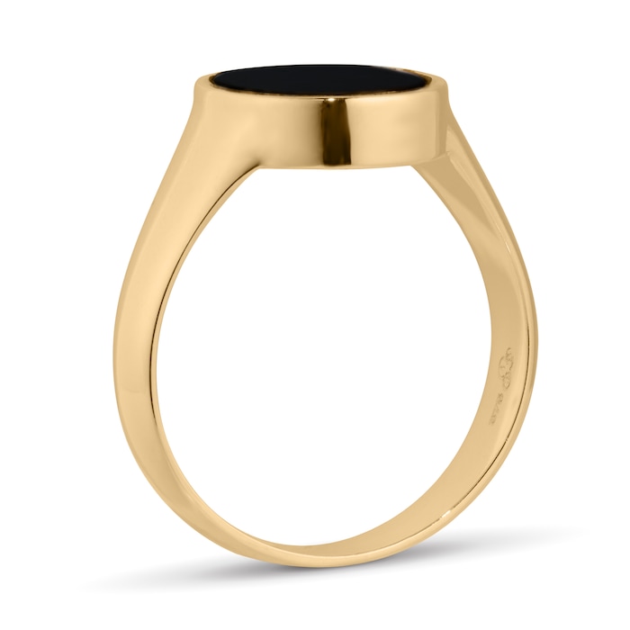 Goldsmiths 9ct Yellow Gold Black Onyx Signet Ring