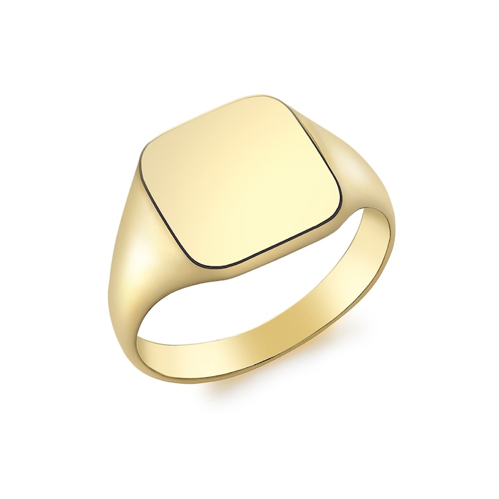 Goldsmiths 9ct Yellow Gold Square Mens Signet Ring