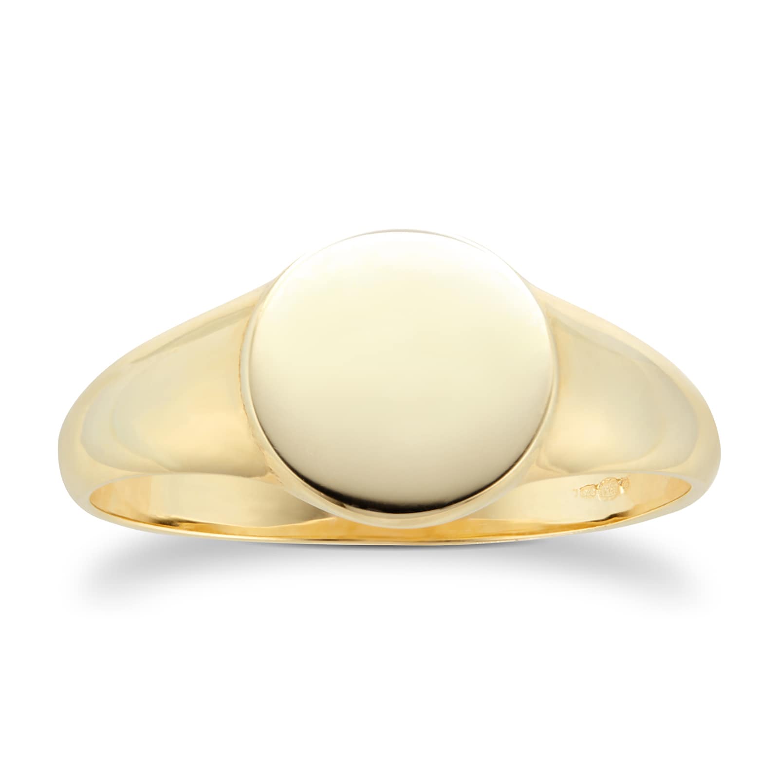 9ct Yellow Gold Small Round Signet Ring - Ring Size P