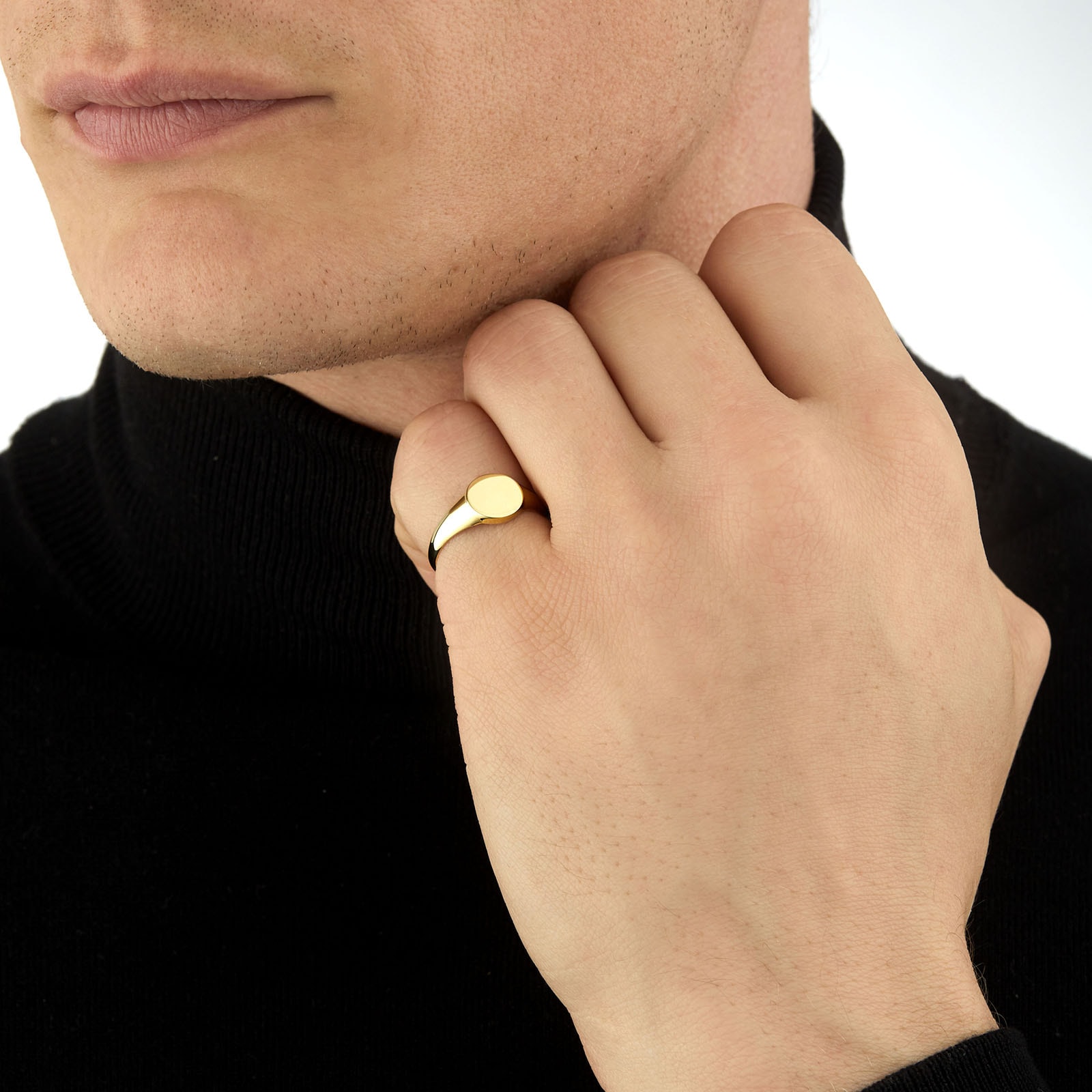 Mens round hot sale signet ring