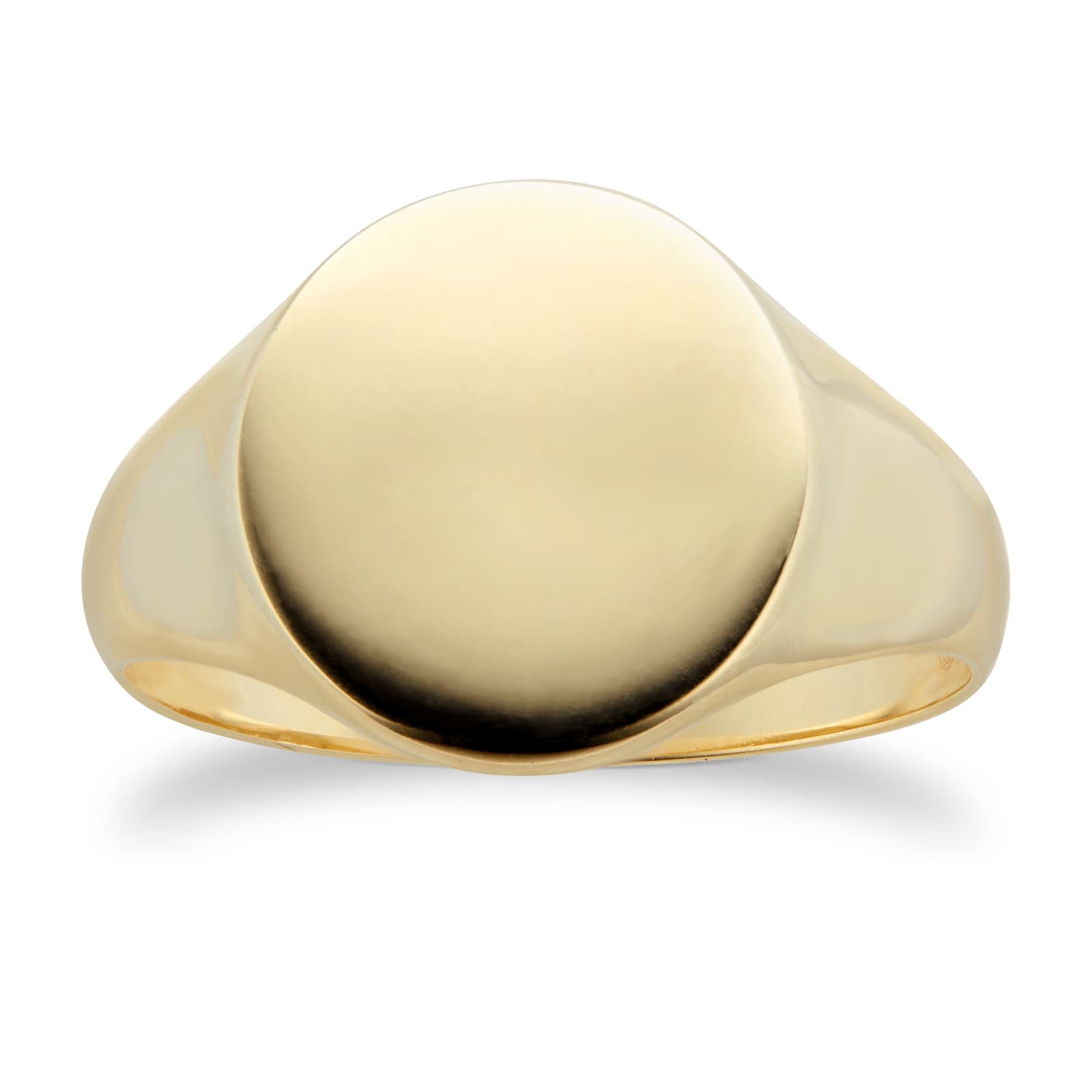 9ct Yellow Gold Large Round Signet Ring - Ring Size T