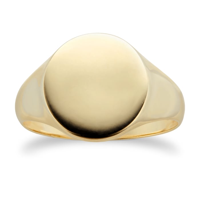 Goldsmiths 9ct Yellow Gold Large Round Signet Ring