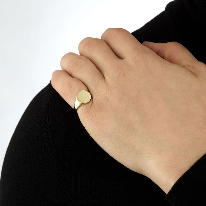 Goldsmiths 9ct Yellow Gold Large Round Signet Ring