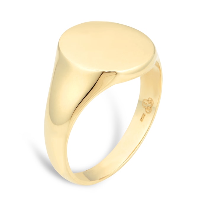 Goldsmiths 9ct Yellow Gold Large Round Signet Ring