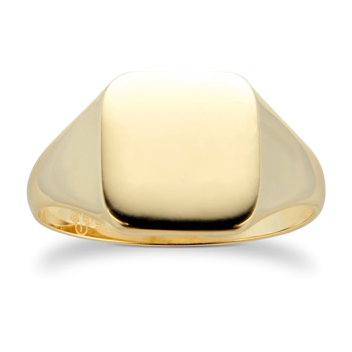 Goldsmiths 9ct Yellow Gold Large Cushion Signet Ring