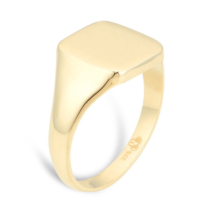 Goldsmiths 9ct Yellow Gold Large Cushion Signet Ring