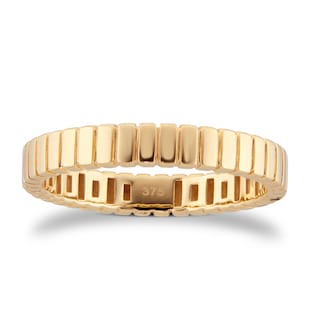 Goldsmiths 9ct Yellow Gold Ridge Thin Band Ring