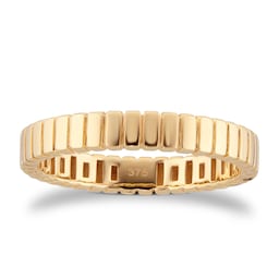 10240122 - 9ct Yellow Gold Ridge Thin Band Ring