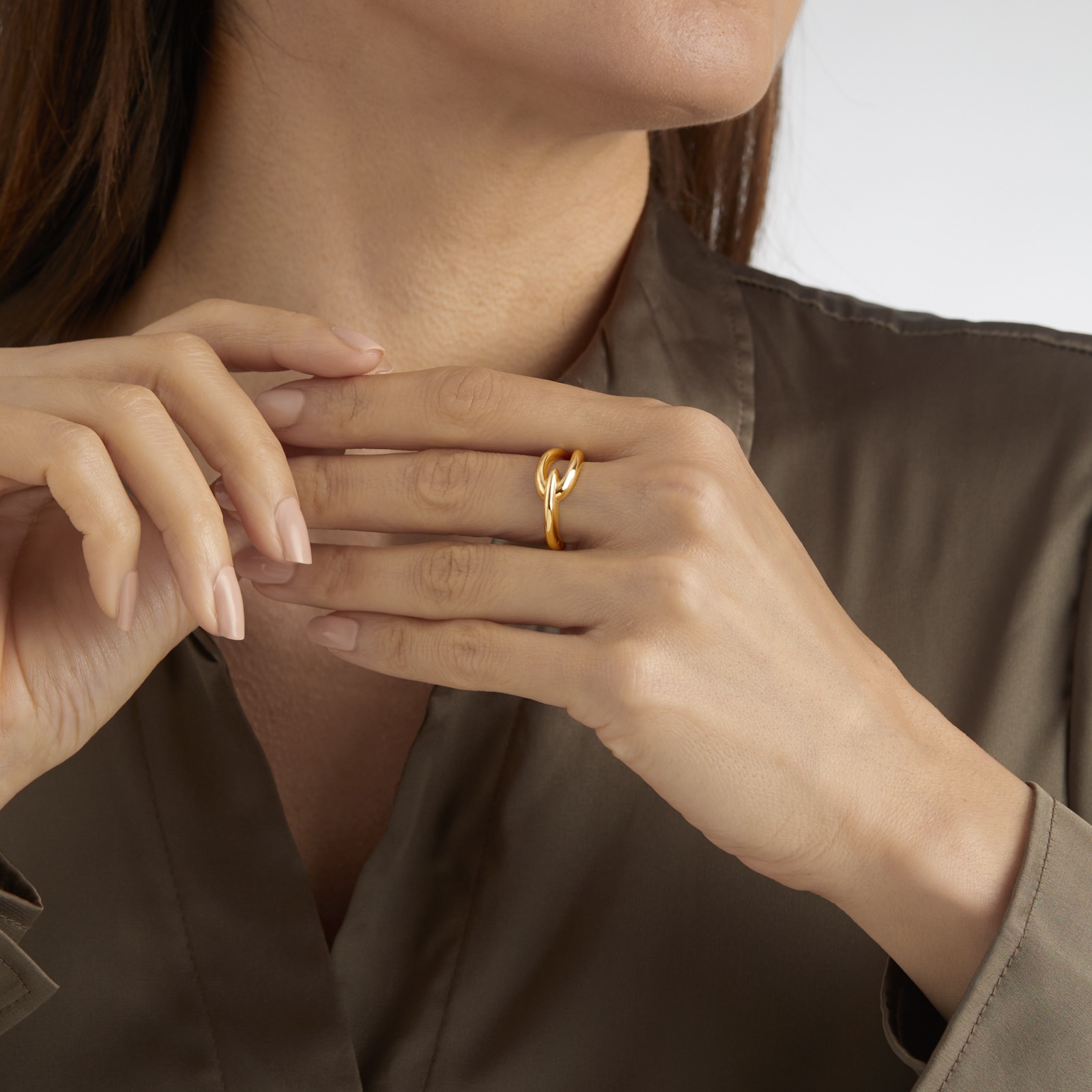 Goldsmiths 9ct Yellow Gold Loop Knot Ring - Ring Size J