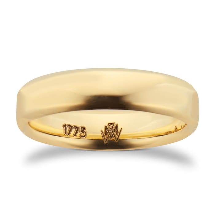 Mappin & Webb 18ct Yellow Gold 5mm Knife Edge Band Ring - Ring Size P