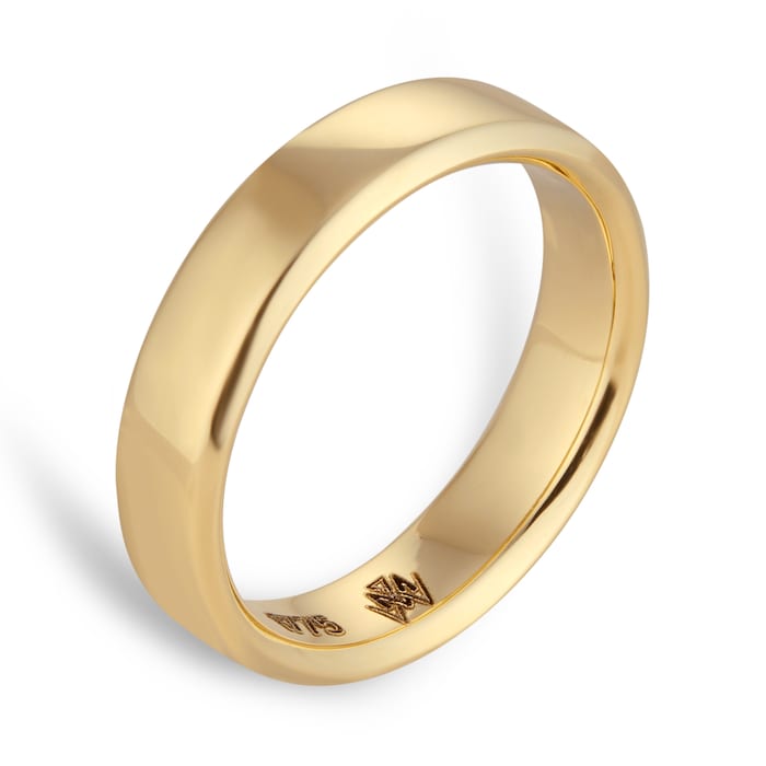 Mappin & Webb 18ct Yellow Gold 5mm Knife Edge Band Ring - Ring Size P
