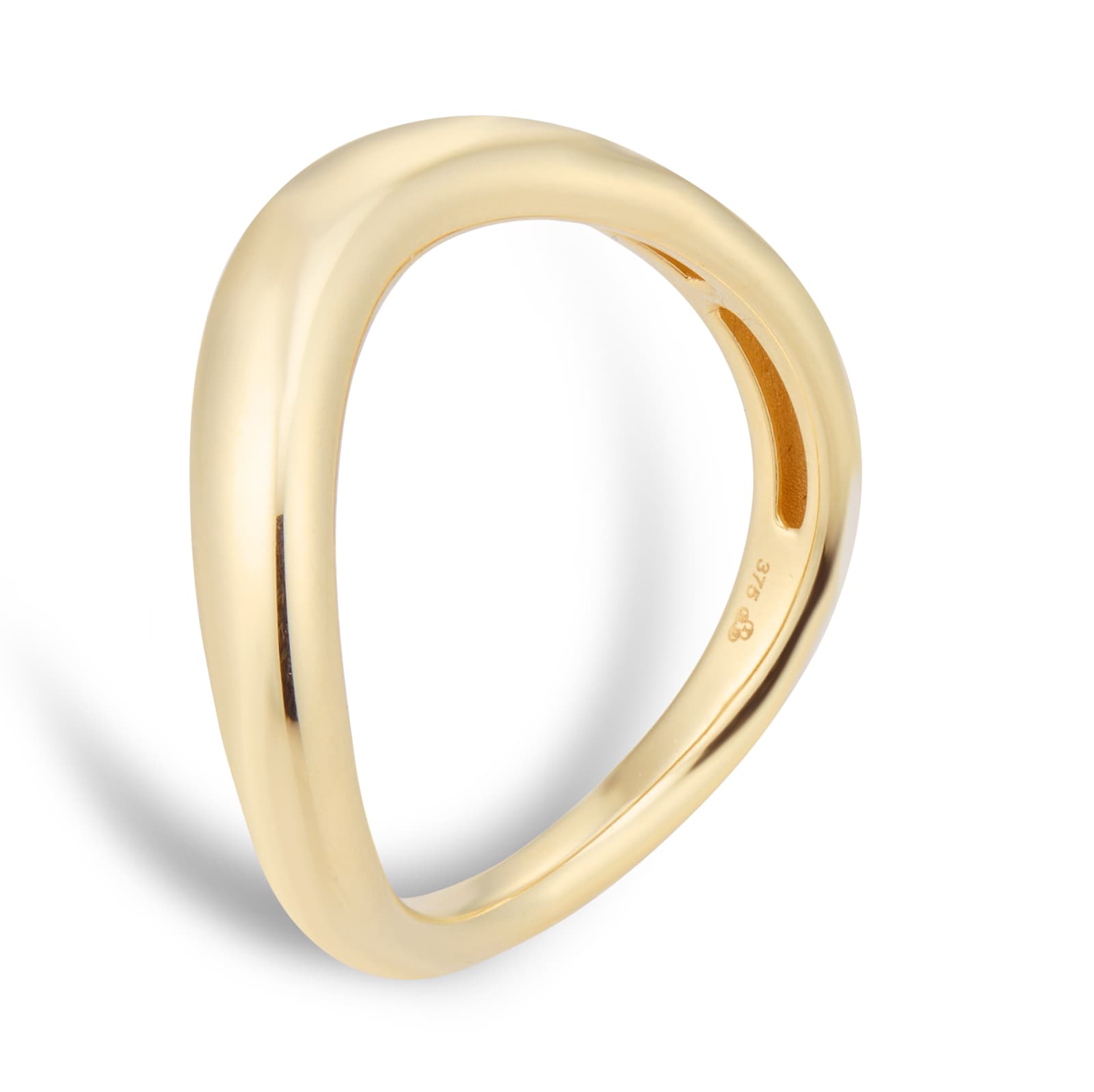 Goldsmiths 9ct Yellow Gold Wide Fluid Wave Ring