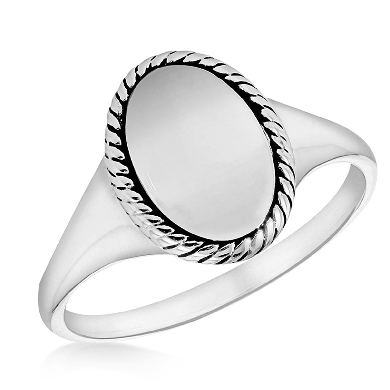Goldsmiths Sterling Silver 9.8x13.4mm Twist Oval Signet Ring