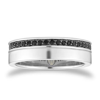 Goldsmiths Sterling Silver Black Sapphire Set Ring