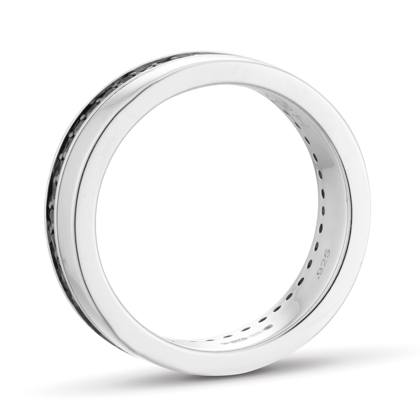 Goldsmiths Sterling Silver Black Sapphire Set Ring