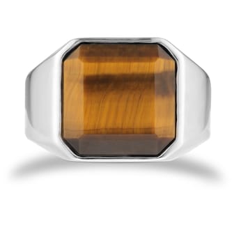 Goldsmiths Sterling Silver Cushion Shaped Tigers Eye Signet Ring Goldsmiths Sterling Silver Cushion Shaped Tigers Eye Signet Ring